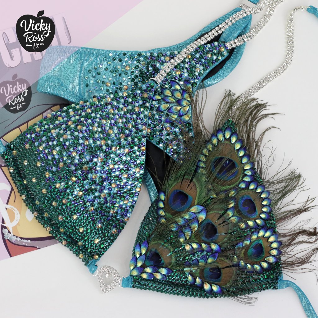 Peacock Teal Competition Wfbb Npc Bikini Suit